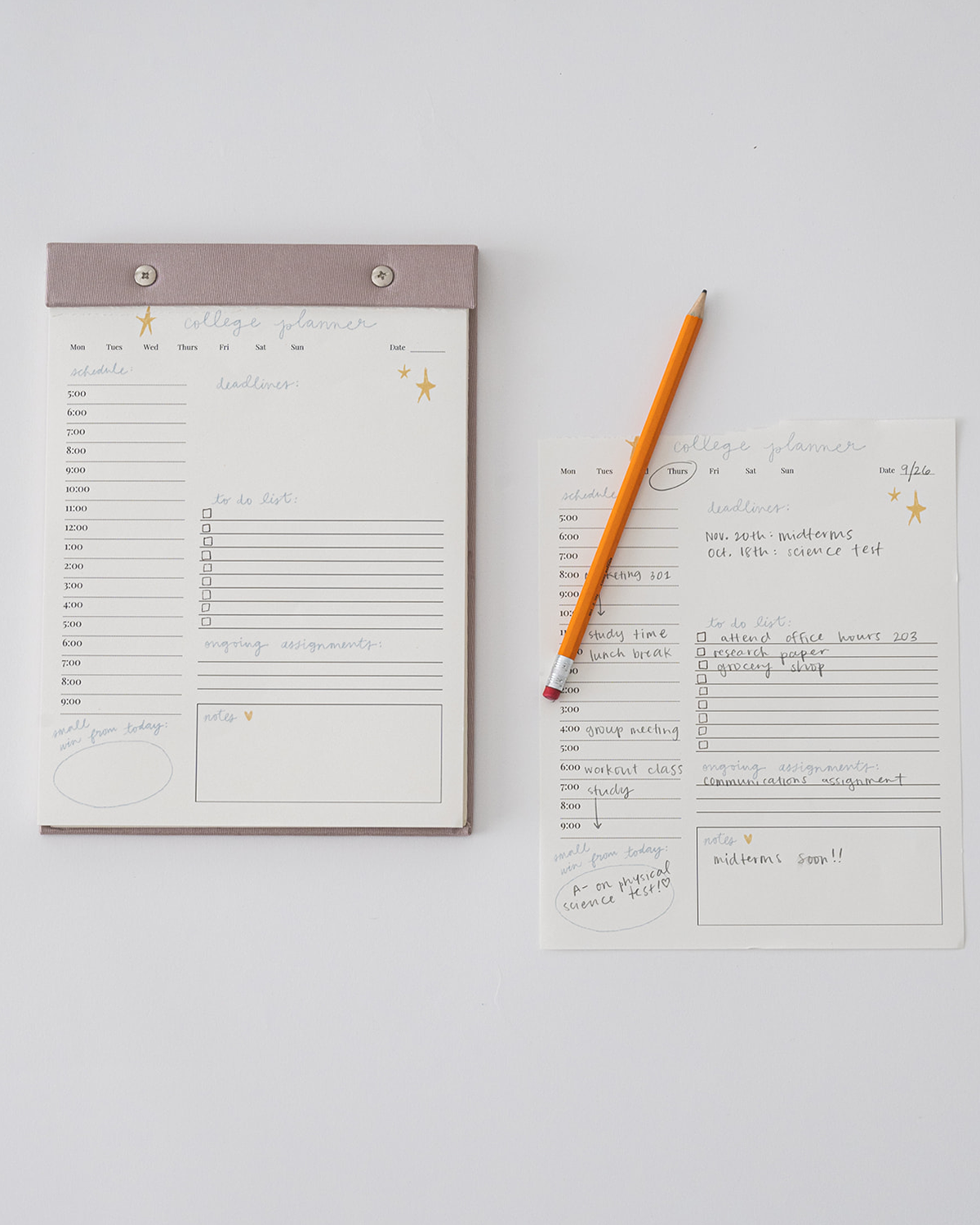 College Daily Planner Notepad