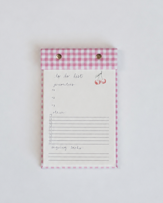 To-Do List Notepad in Berry Pink Gingham