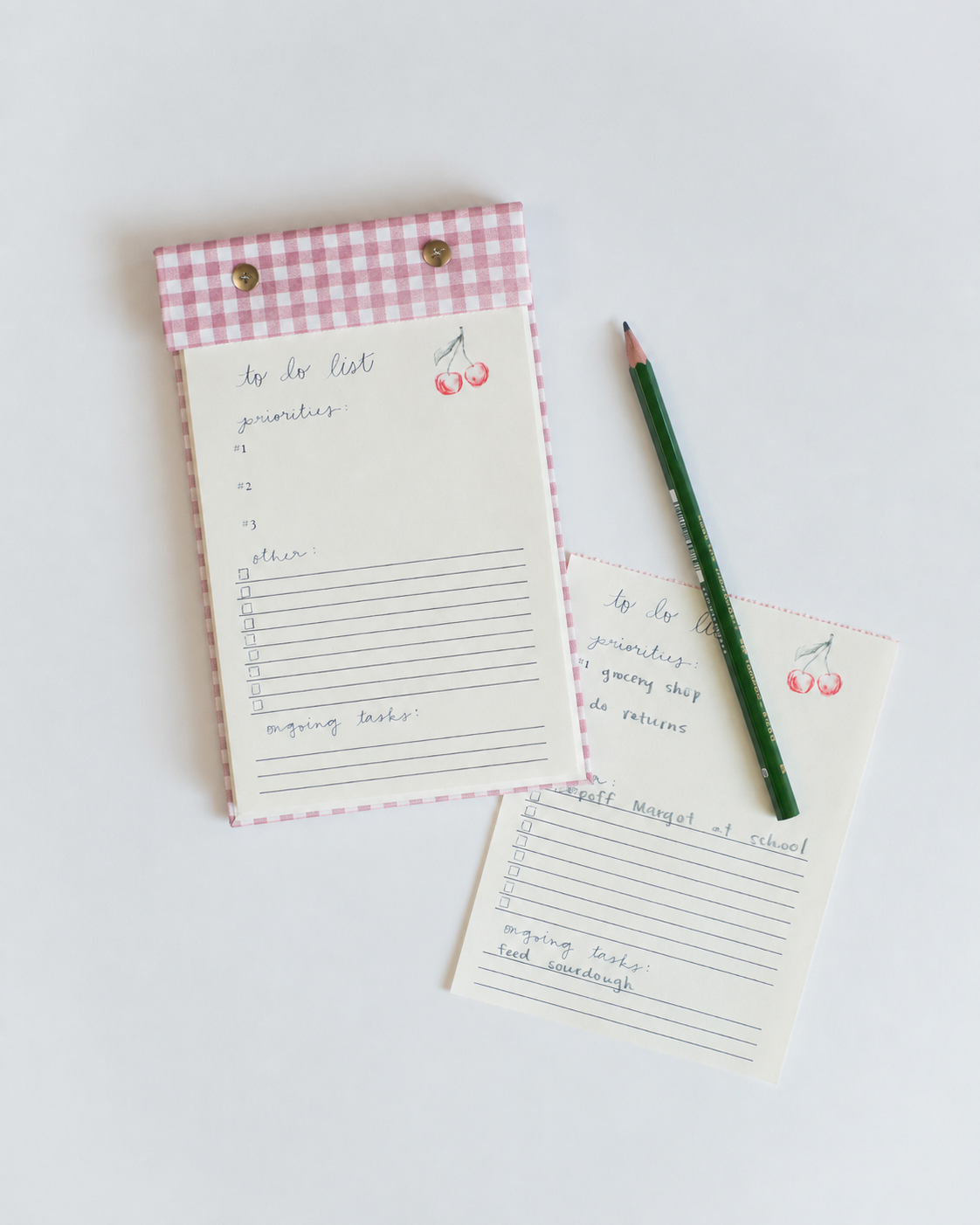 To-Do List Notepad in Berry Pink Gingham