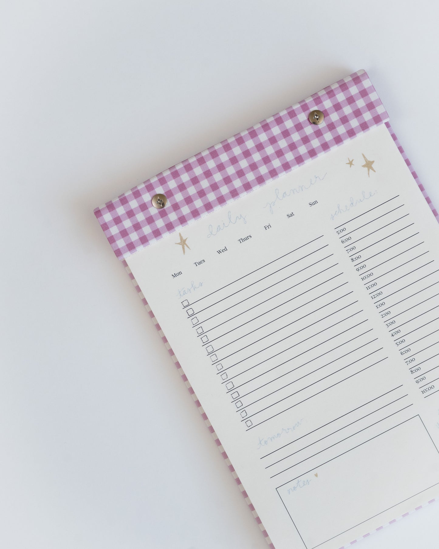 Daily Planner Notepad in Berry Pink Gingham