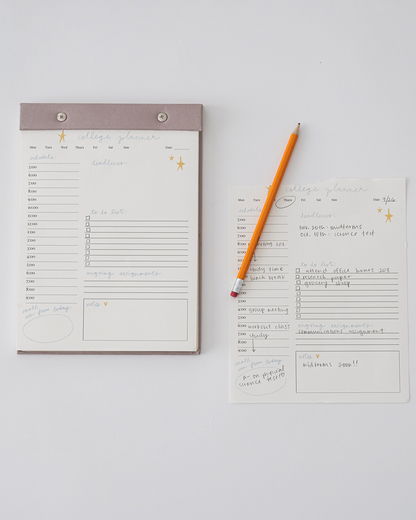 College Daily Planner Notepad