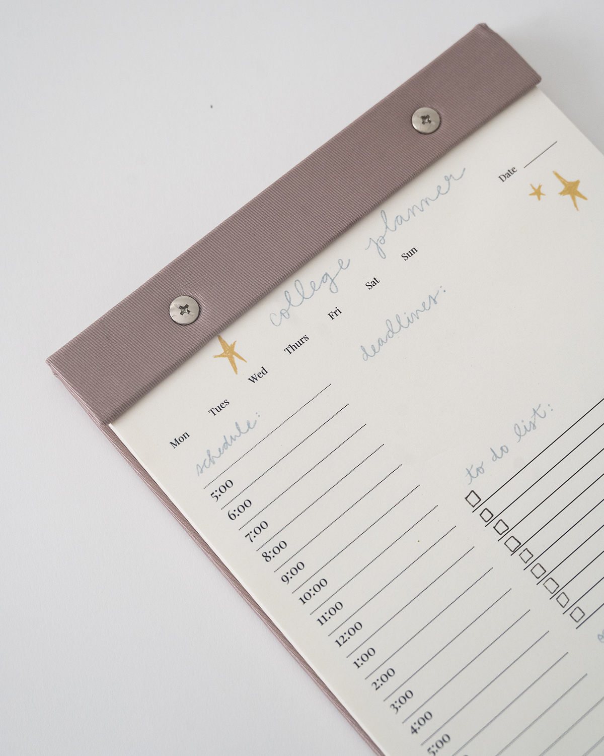 College Daily Planner Notepad