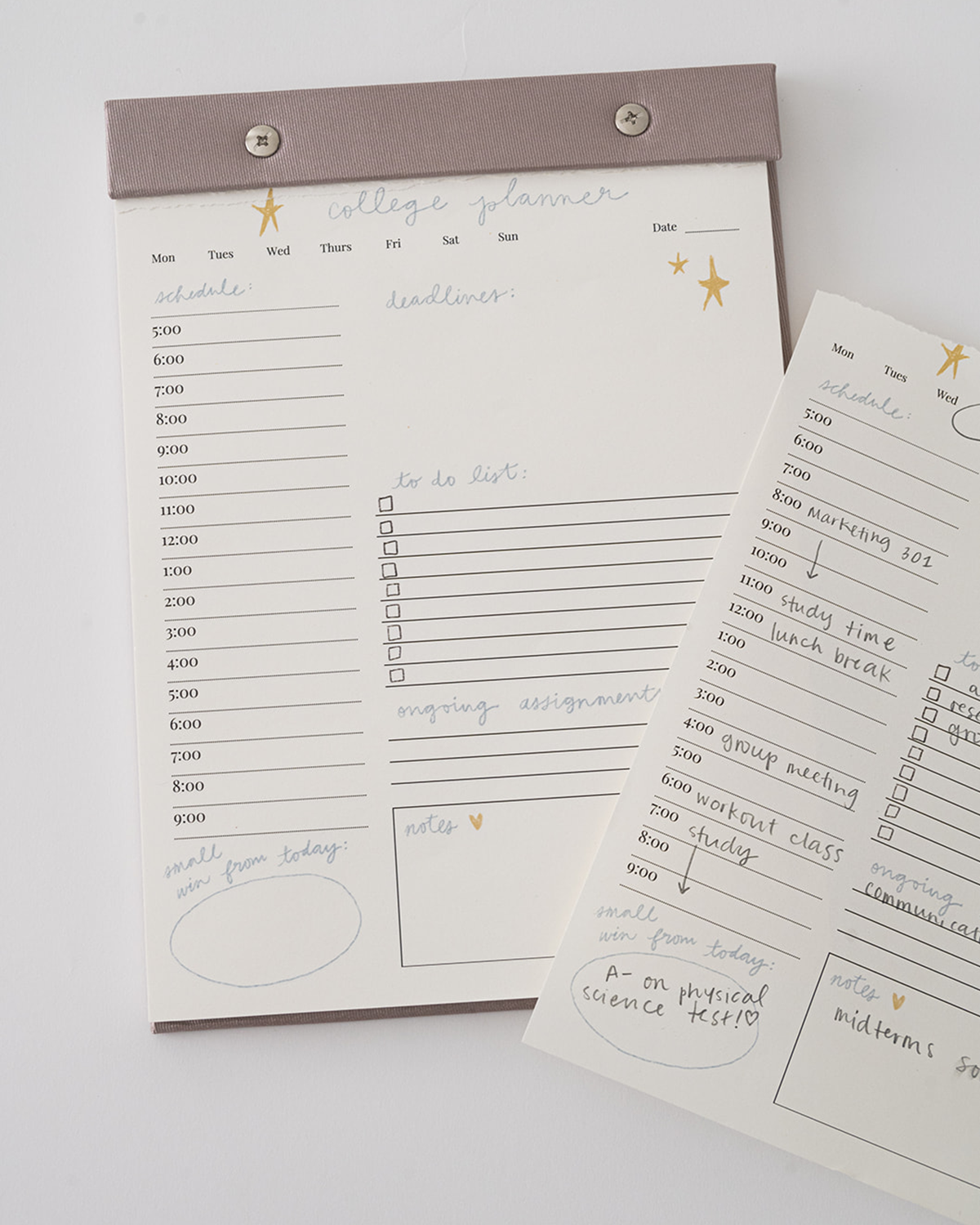 College Daily Planner Notepad