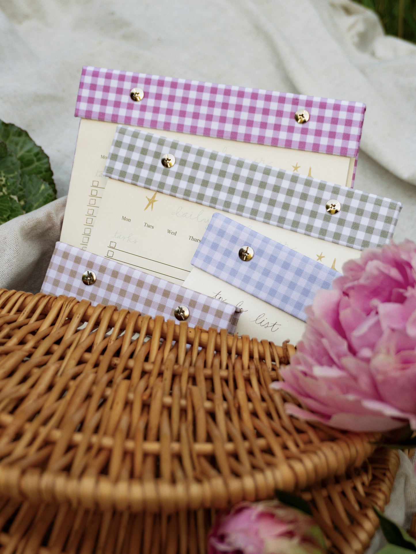 Daily Planner Notepad in Berry Pink Gingham