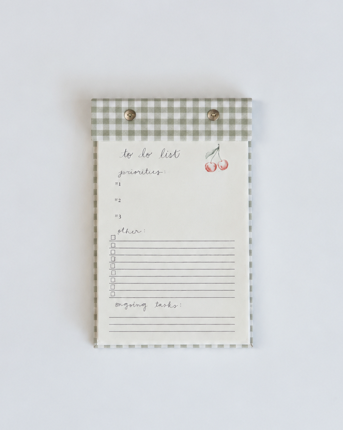 To-Do List Notepad in Pistachio Green Gingham