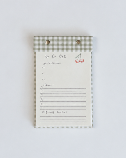 To-Do List Notepad in Pistachio Green Gingham