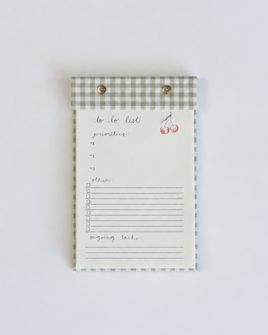 To-Do List Notepad in Pistachio Green Gingham
