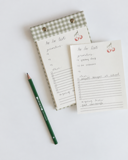 To-Do List Notepad in Pistachio Green Gingham