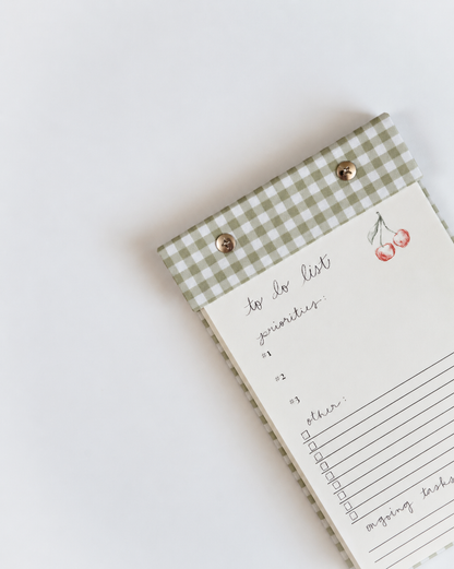 To-Do List Notepad in Pistachio Green Gingham